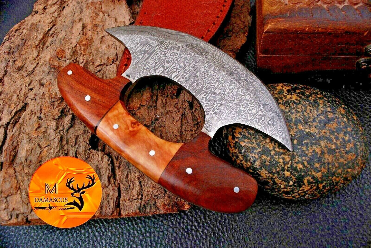 CUSTOM HAND MADE FORGED DAMASCUS STEEL ULU KNIFE/CHEF KNIFE KITCHEN KNIFE 1814