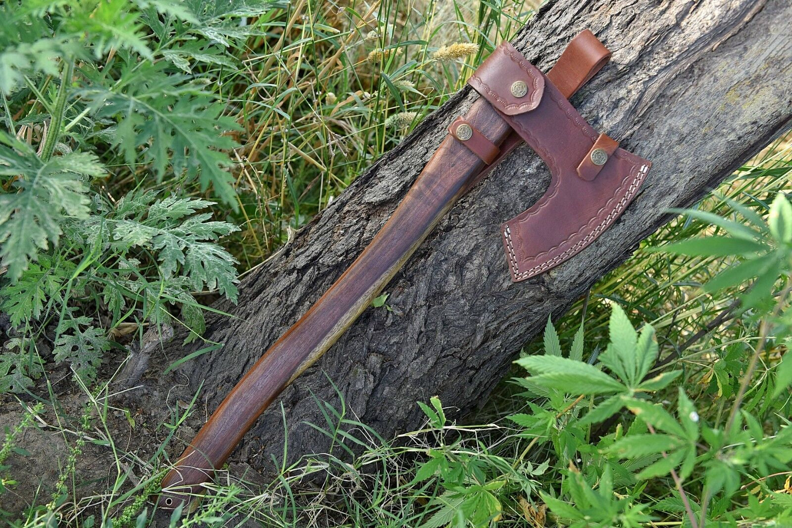 Viking Battle Axe with Hand-Forged Carbon Steel Blade