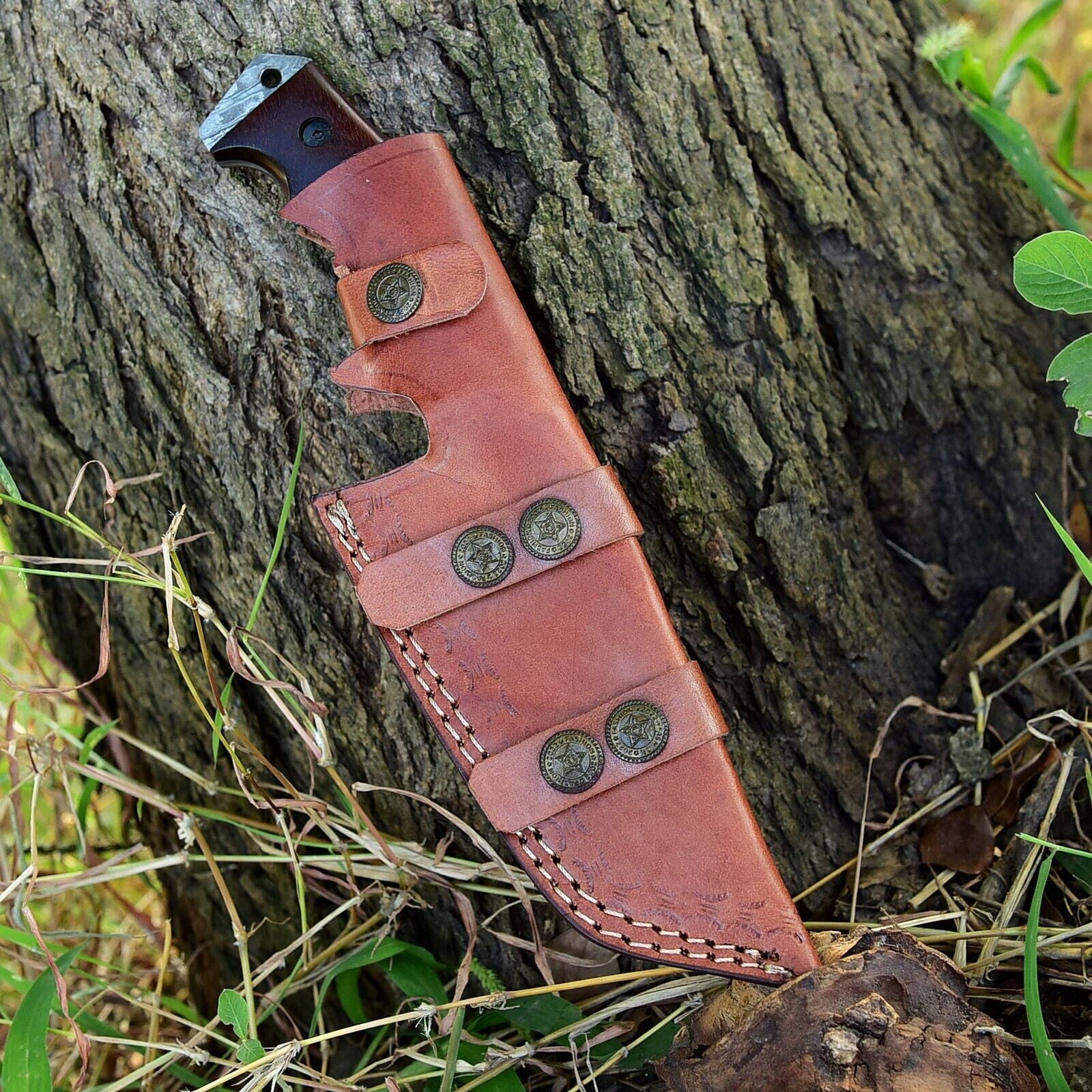 Forged Damascus Tracker Knife for Camping