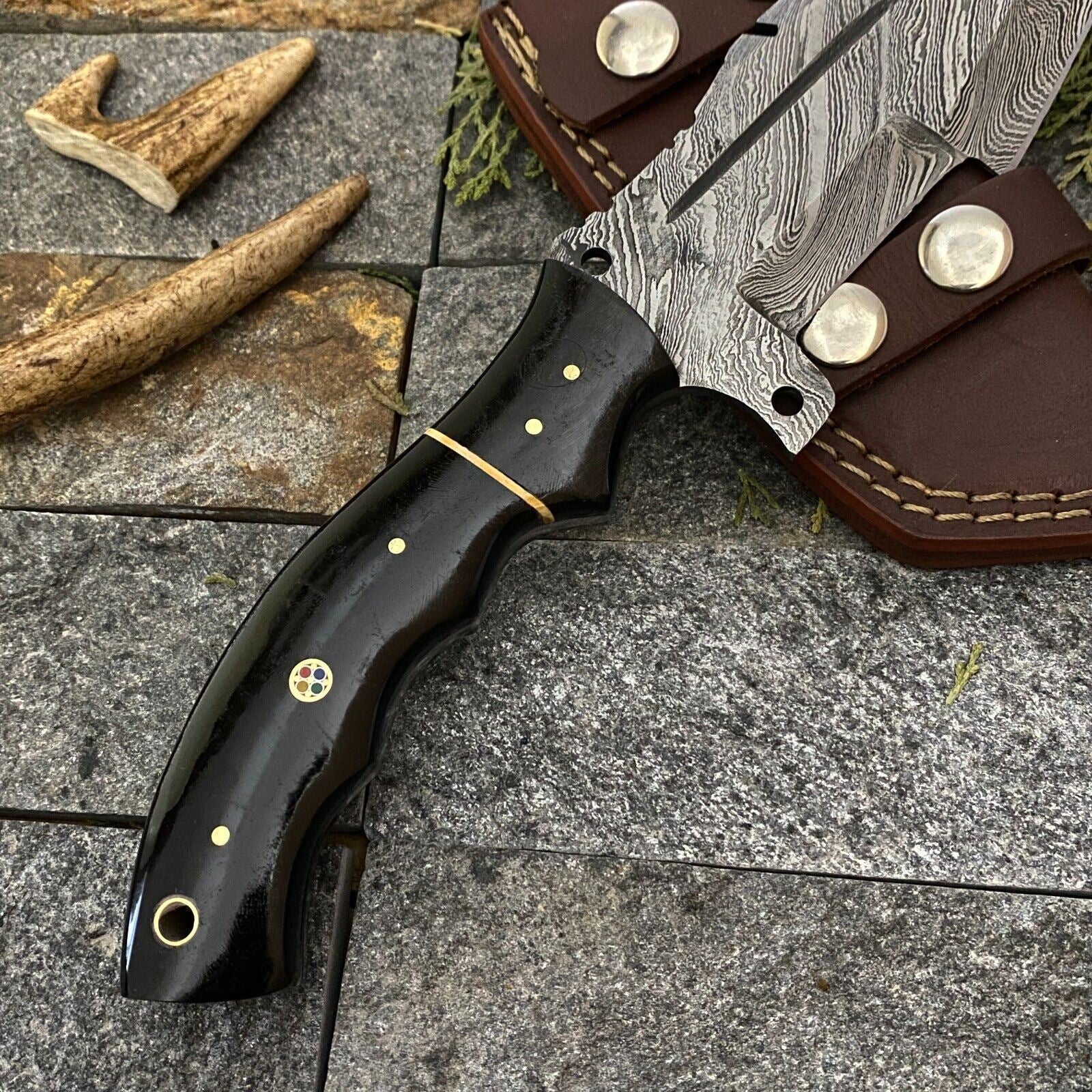 Tracker Hunting Hand Forged Knife with Damascus Steel Blade