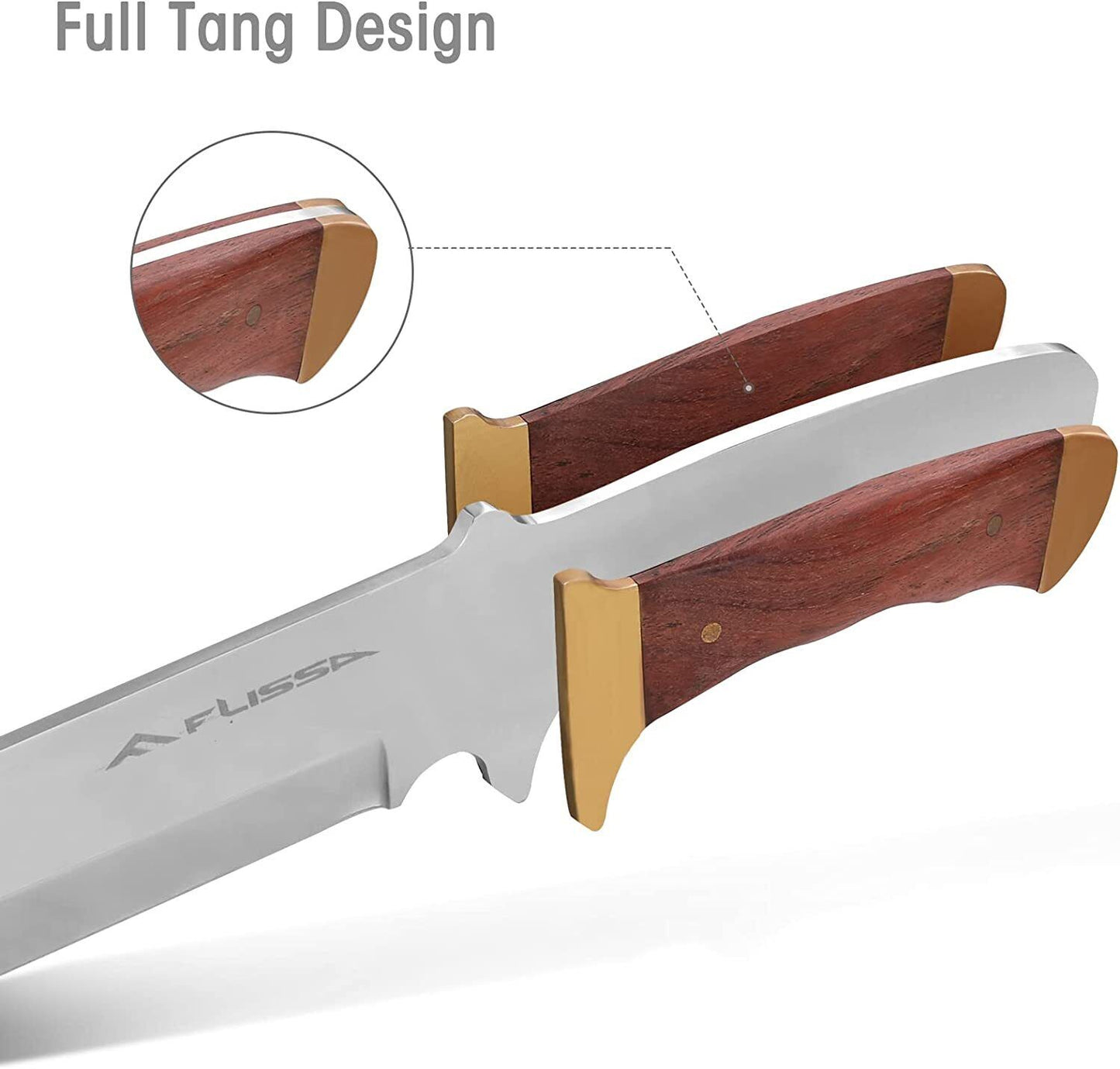 Flissa Hunting Bowie Knife with Full Tang Survival Blade