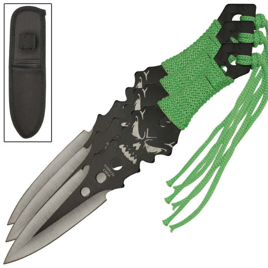 Zombie Killer Virulence 3Pc Ninja Throwing Knives Set W/ Nylon Sheath