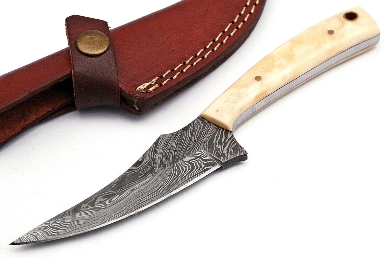 Damascus Hunting Knife with Camel Bone Handle