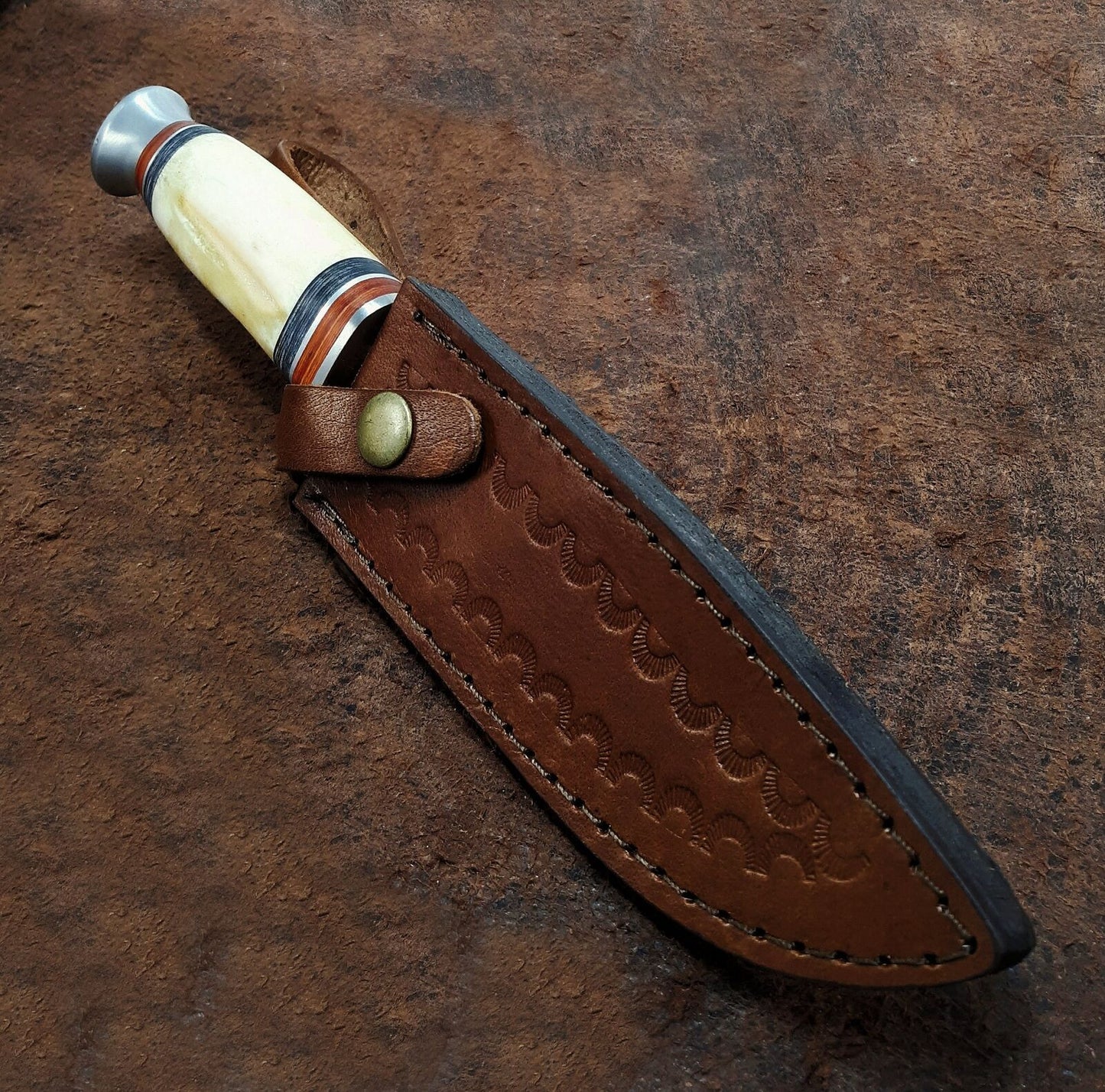 Bone Handled Knife for EDC with Sheath