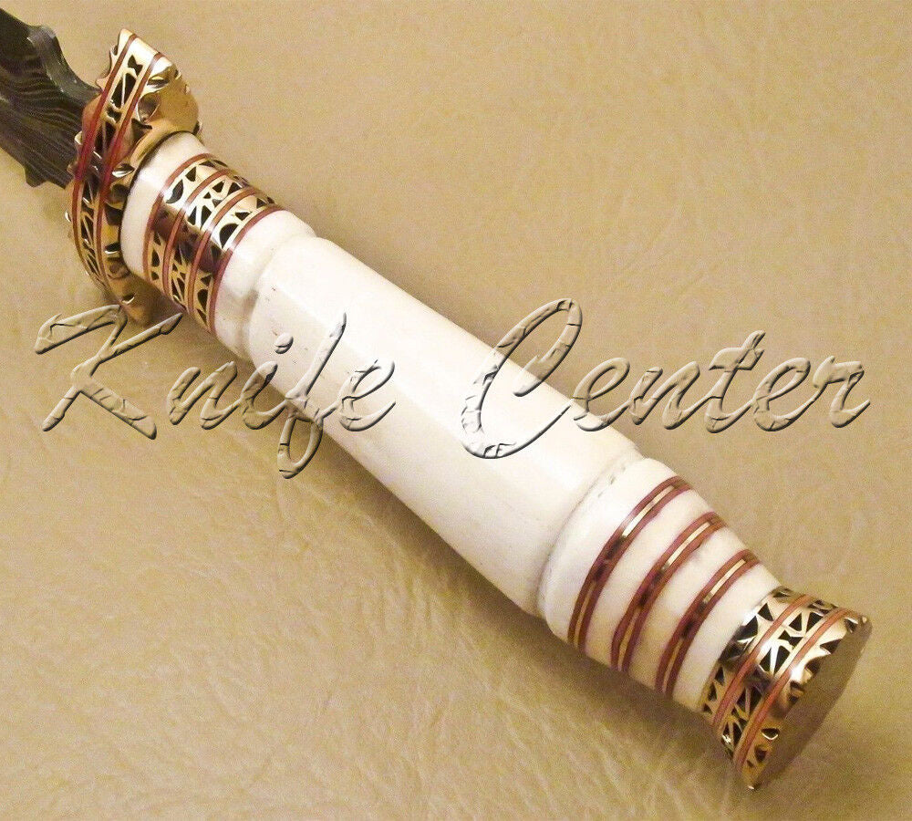 Damascus Dagger Knife with Camel Bone Handle