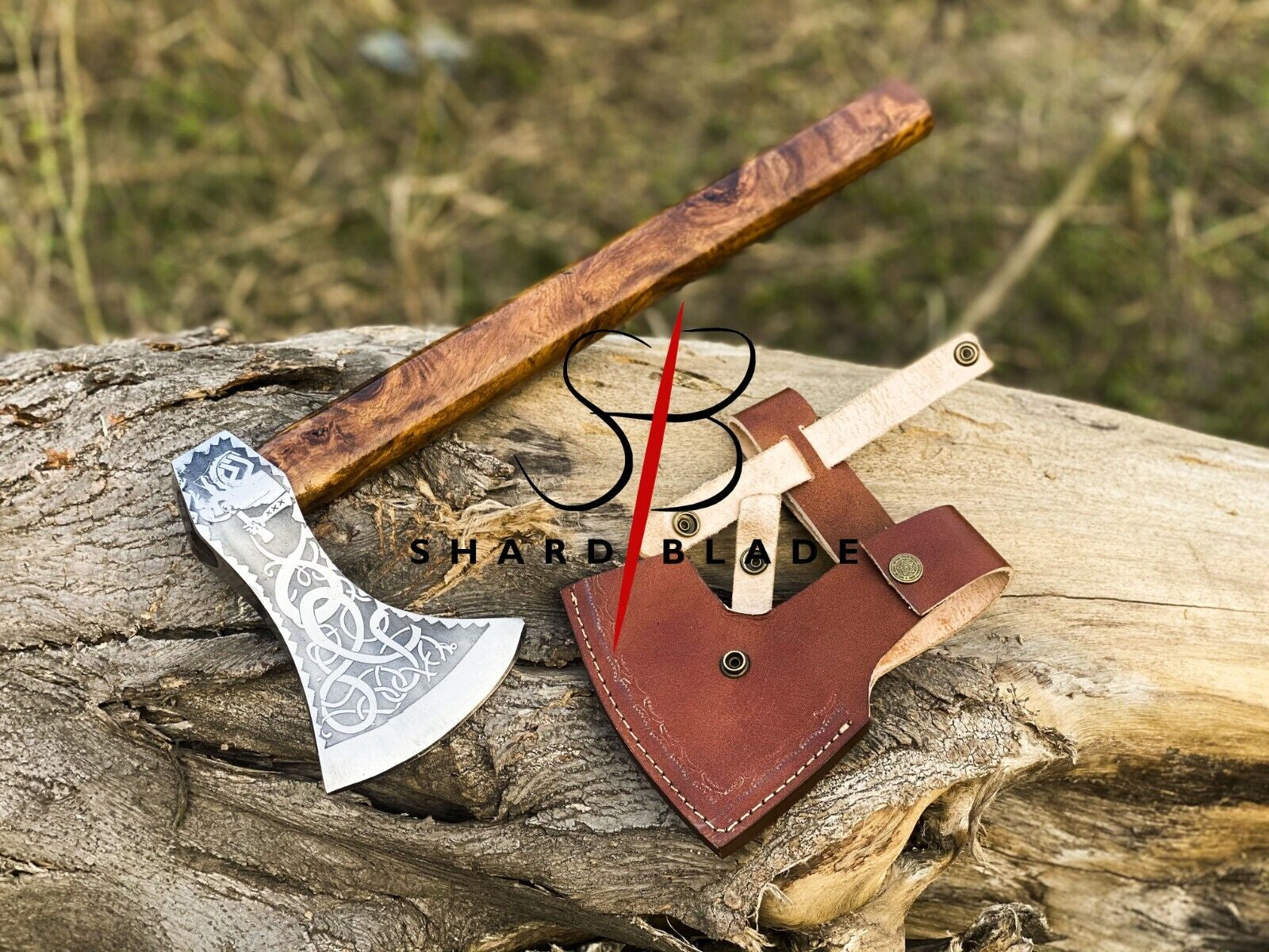 Real Viking Axe with Carbon Steel Blade and Sheath