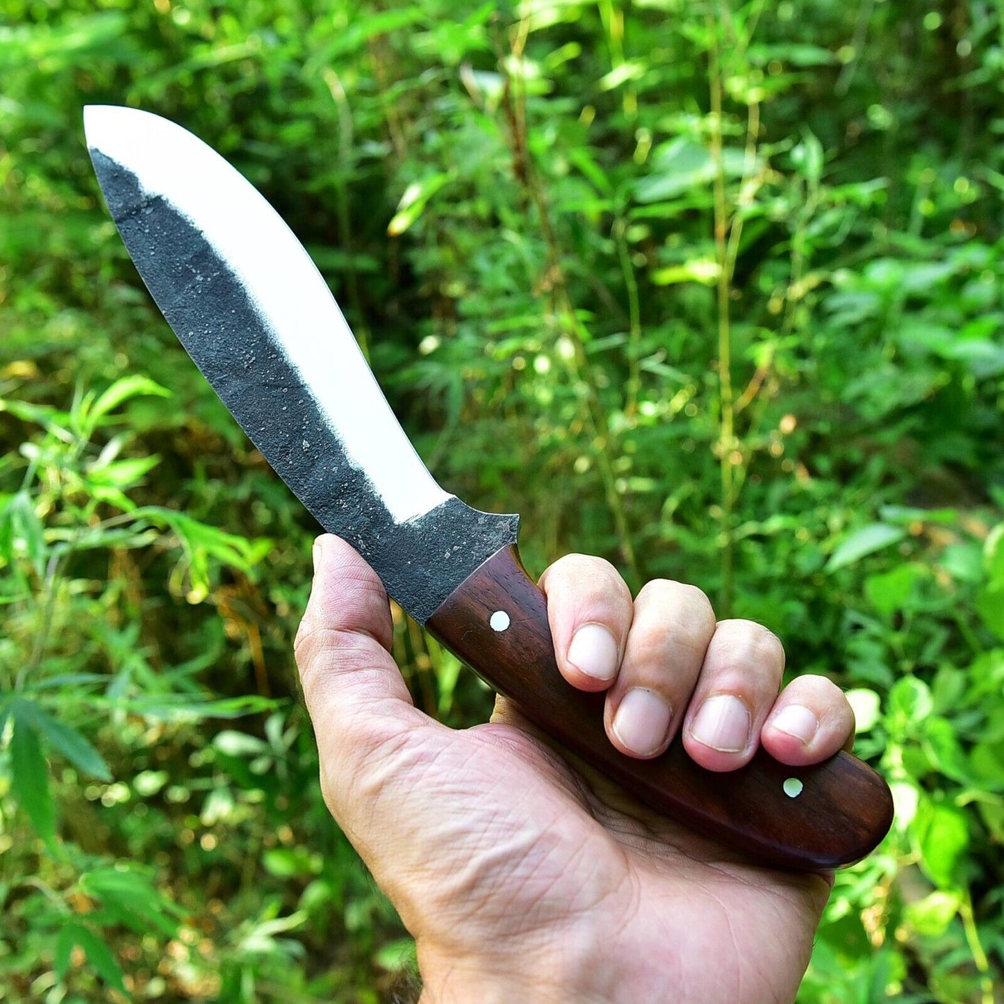 Custom Hand Forged High Carbon Steel Kukri Knife with Exotic Wood Handle