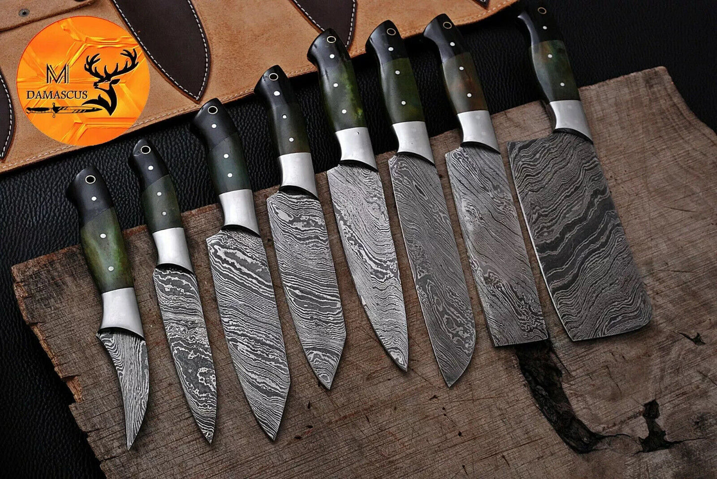 Forged Damascus Chef Knife Set - Kitchen Knife Set