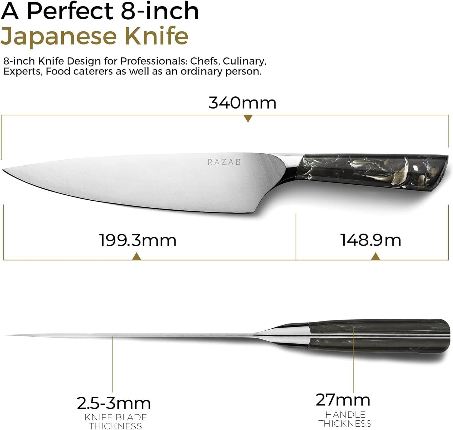 Razab Professional Chef Knife with High Carbon Steel