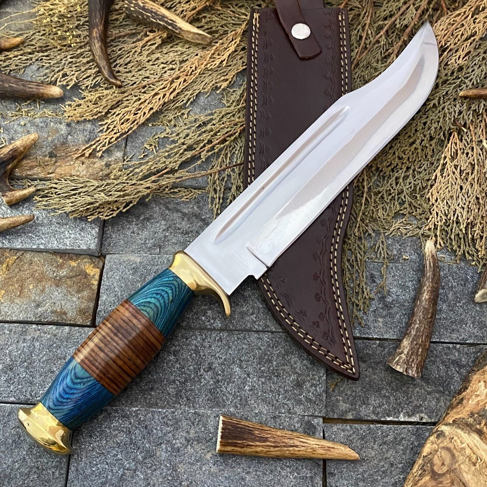 Hand-Forged Crocodile Dundee High Polish Hunting Knife with Sheath