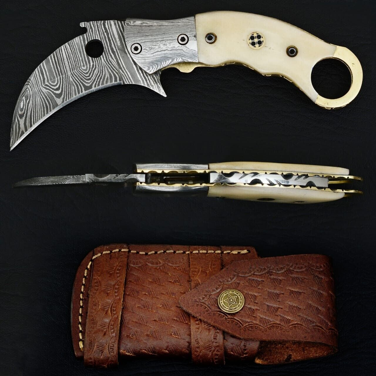 CSGO Look Damascus Steel Folding Karambit Knife