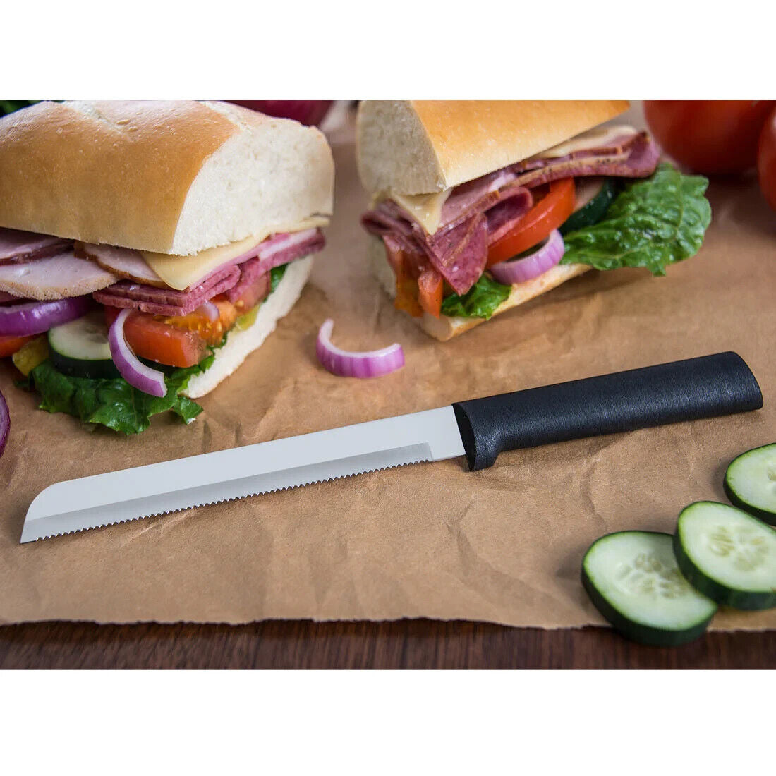 Rada Cutlery Bread Knife, Black Handle