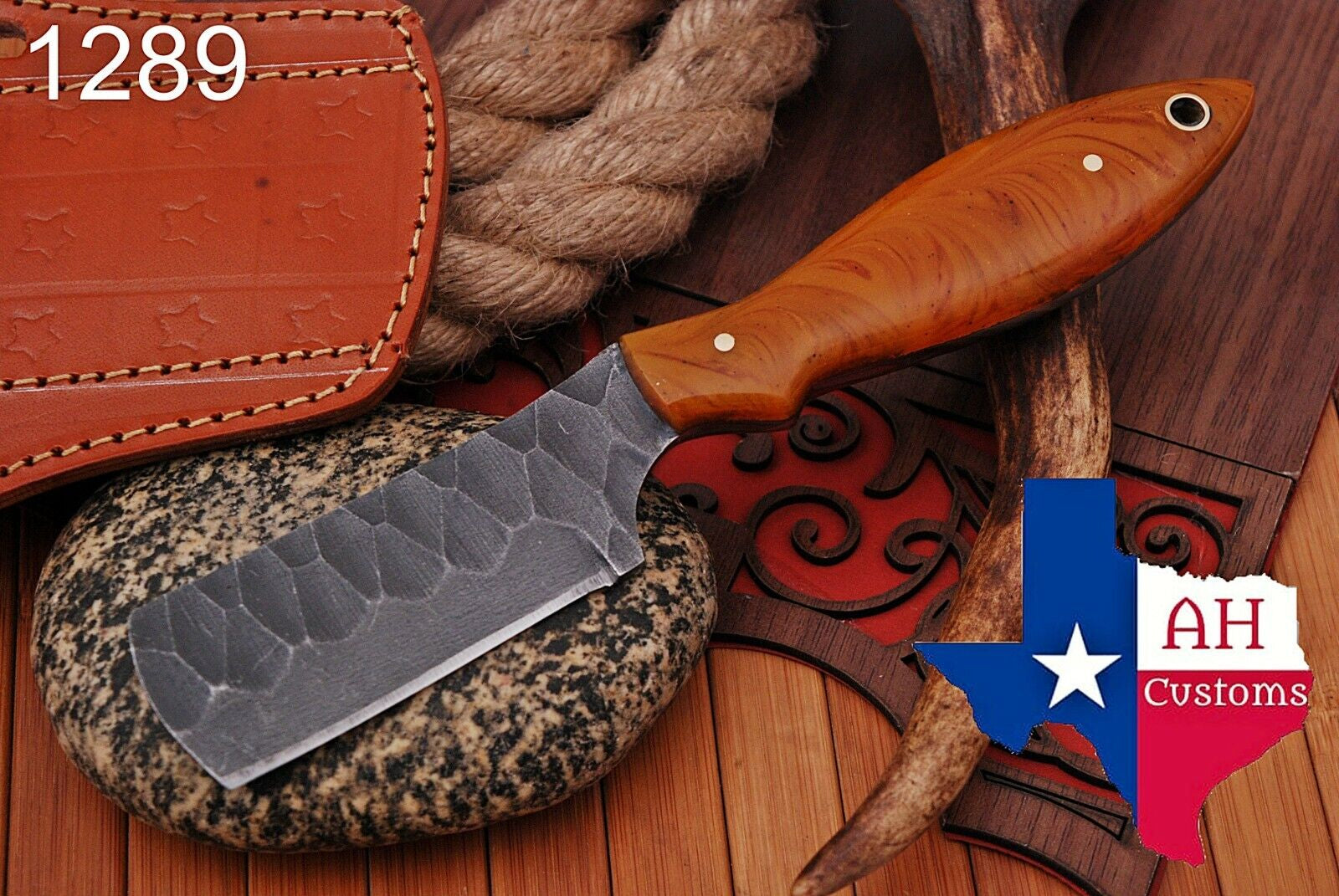 Hand-Forged Railroad Bull Cutter Knife - Cowboy Style with Resin Handle