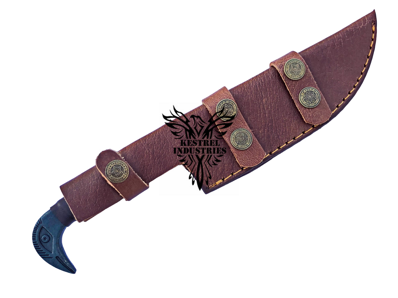 Custom Viking Knife with Raven Head Hilt - Carbon Steel Blade