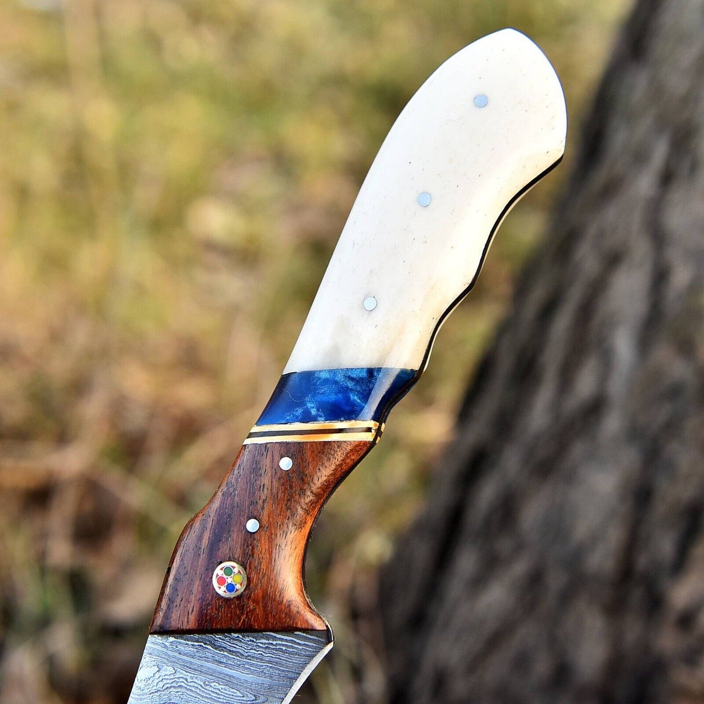 Damascus Steel Fixed Blade Knife, Full Tang