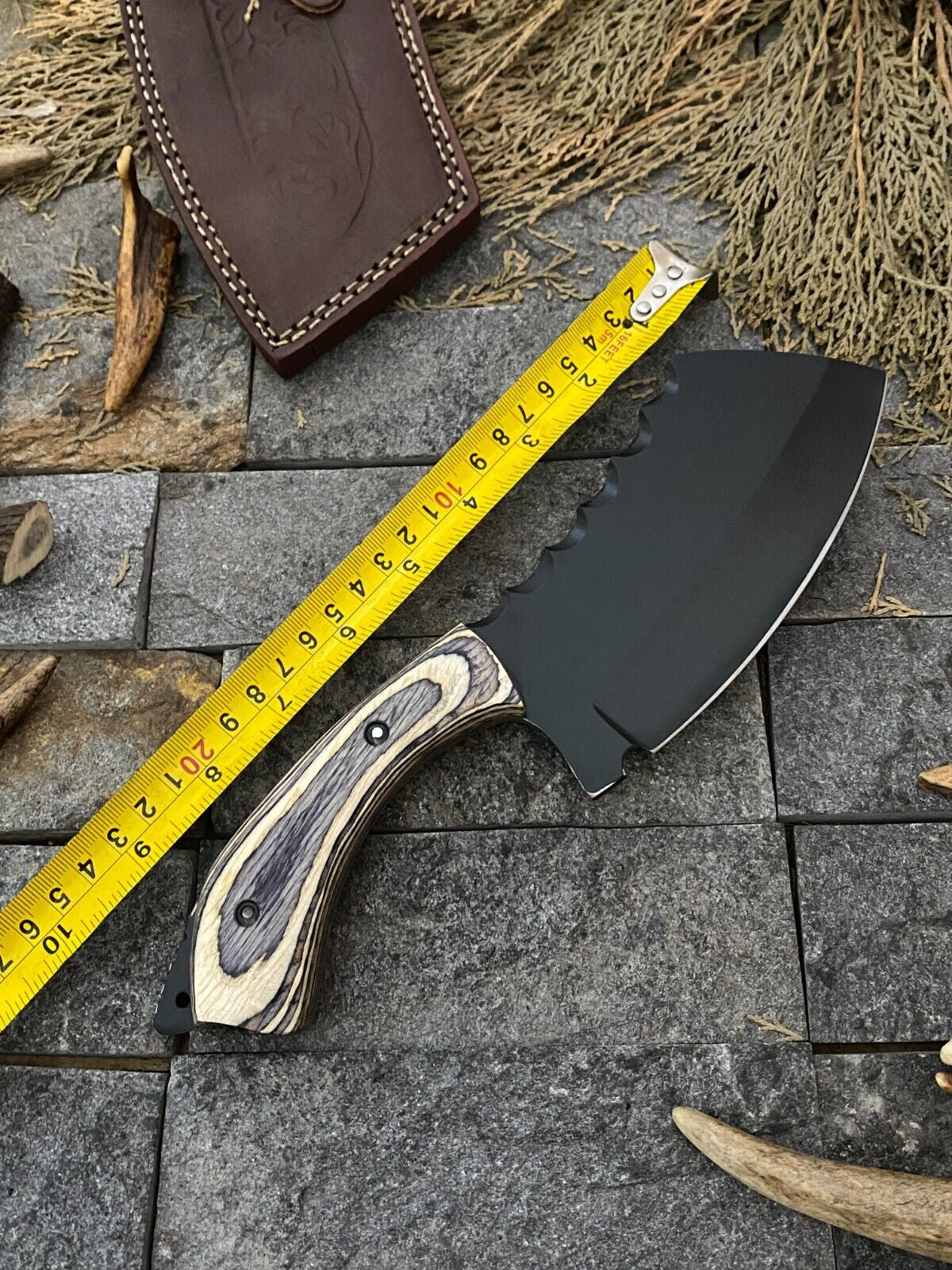 Multipurpose Hand Forged Chef Knife with Cleaver Design and Sheath