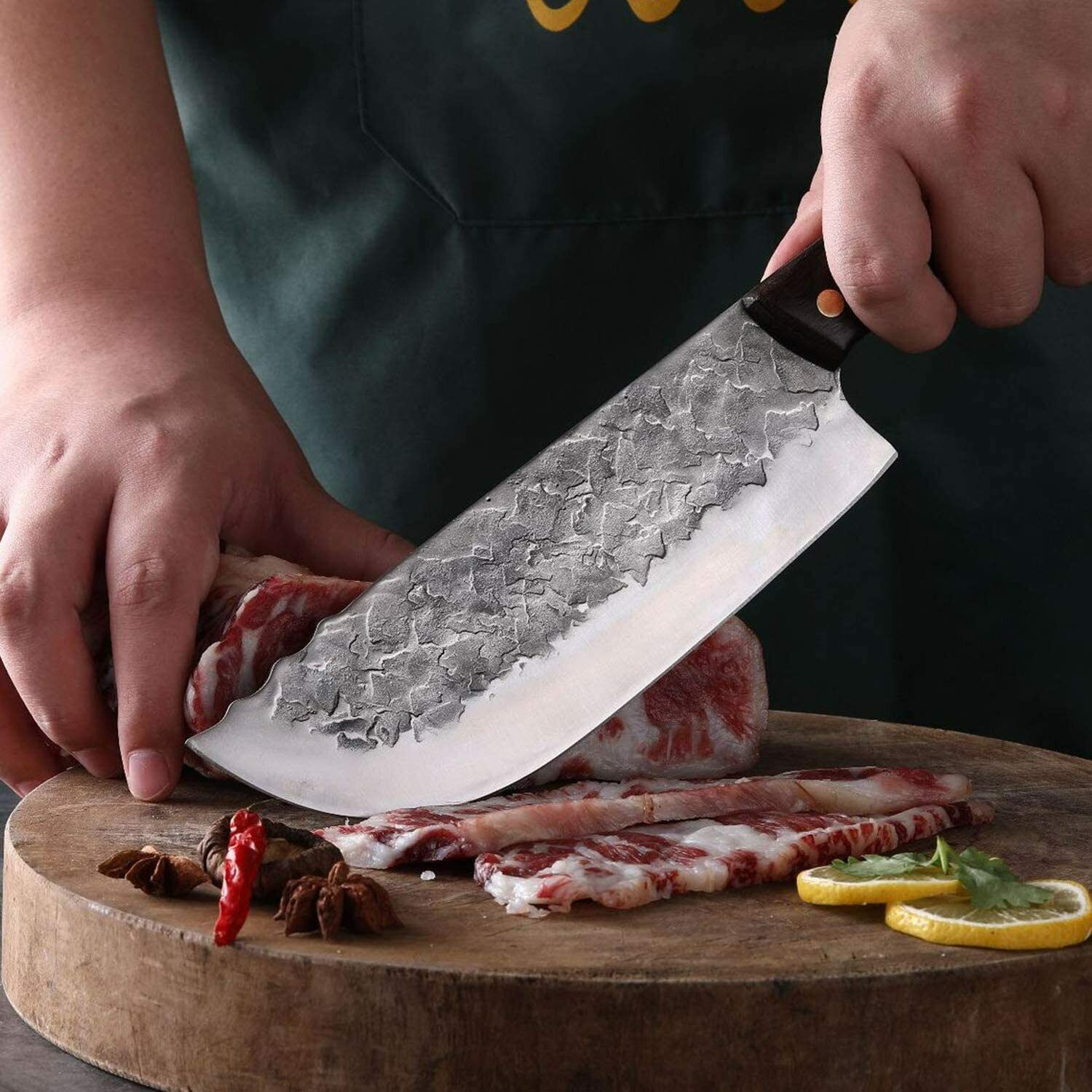 Serbian Chef Cleaver Knife with Carbon Steel Blade