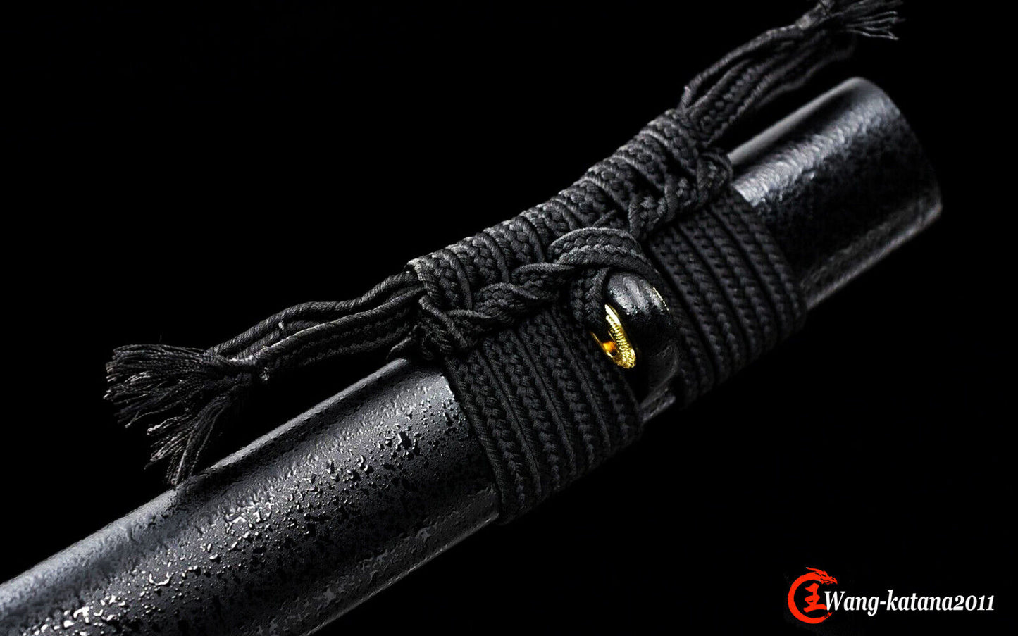 All Black Samurai Sword with Damascus Steel Real Katana