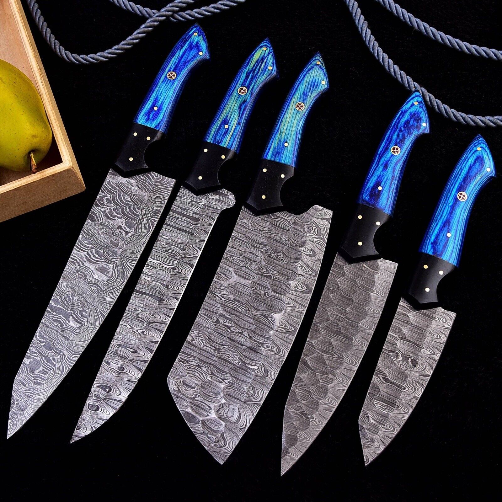 Full Tang Damascus Chef Knife Set