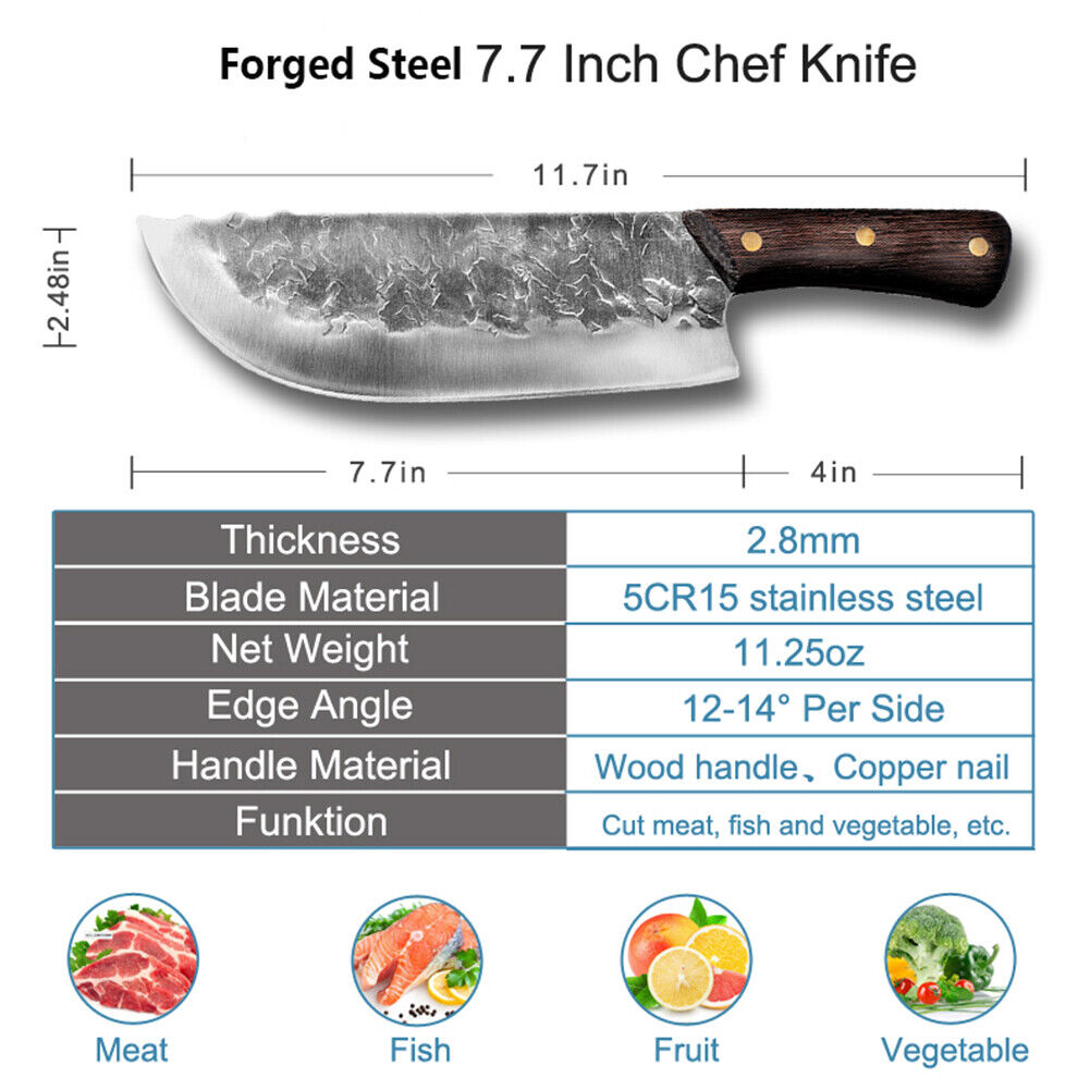 Serbian Chef Cleaver Knife with Carbon Steel Blade