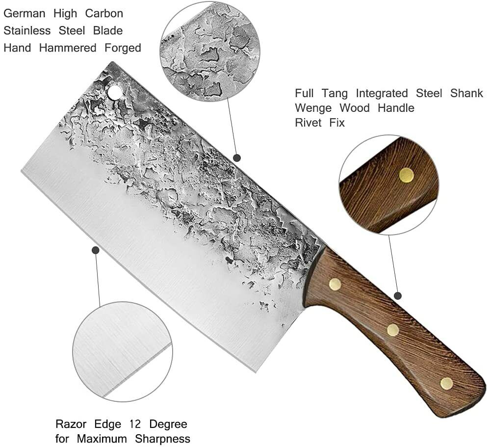 Heavy Duty Chef Cleaver Knife for Butchering and Chopping