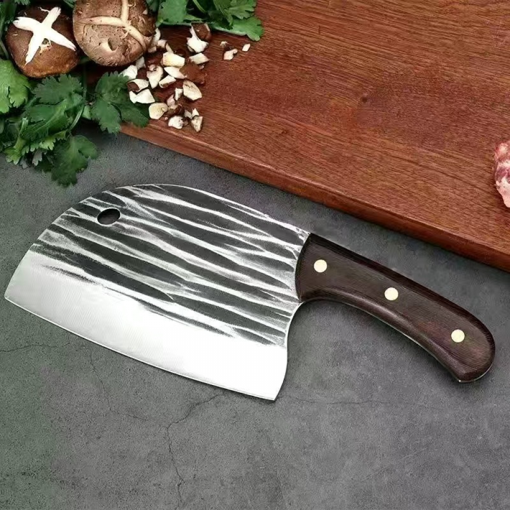 Hand-Forged Chef Cleaver Knife for Meat and Vegetables