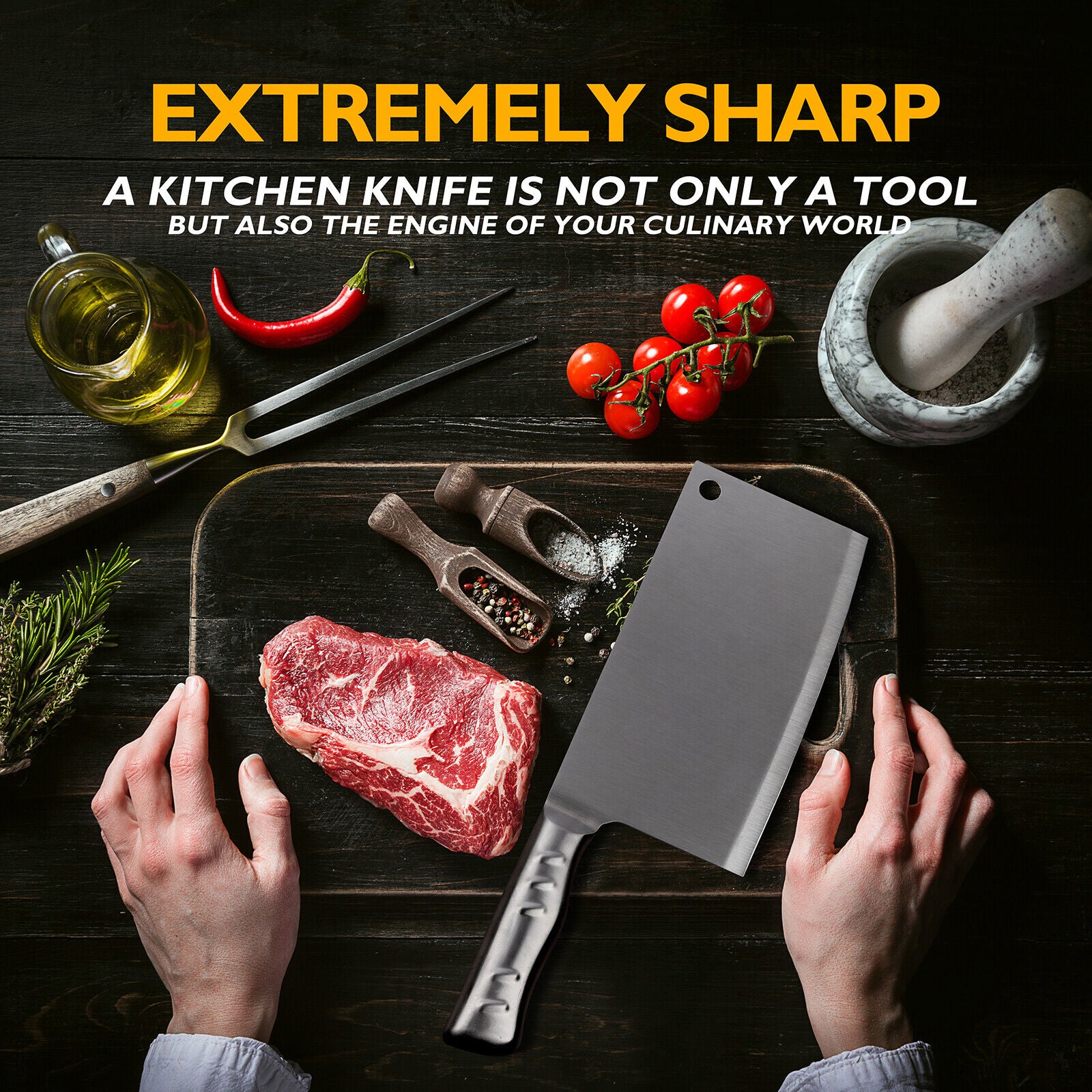 Stainless Steel Cleaver Kitchen Knife for Professional Use