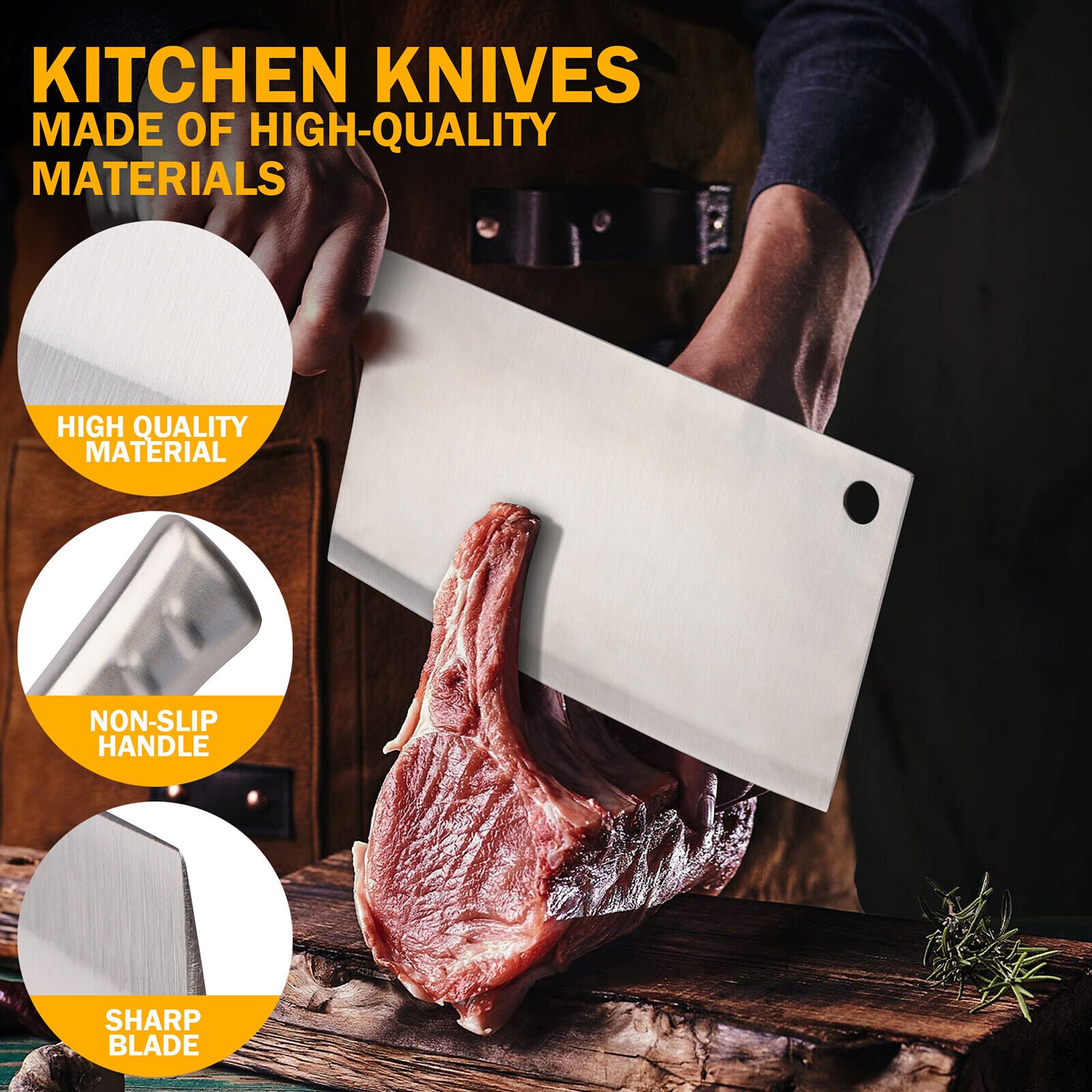 Stainless Steel Cleaver Kitchen Knife for Professional Use