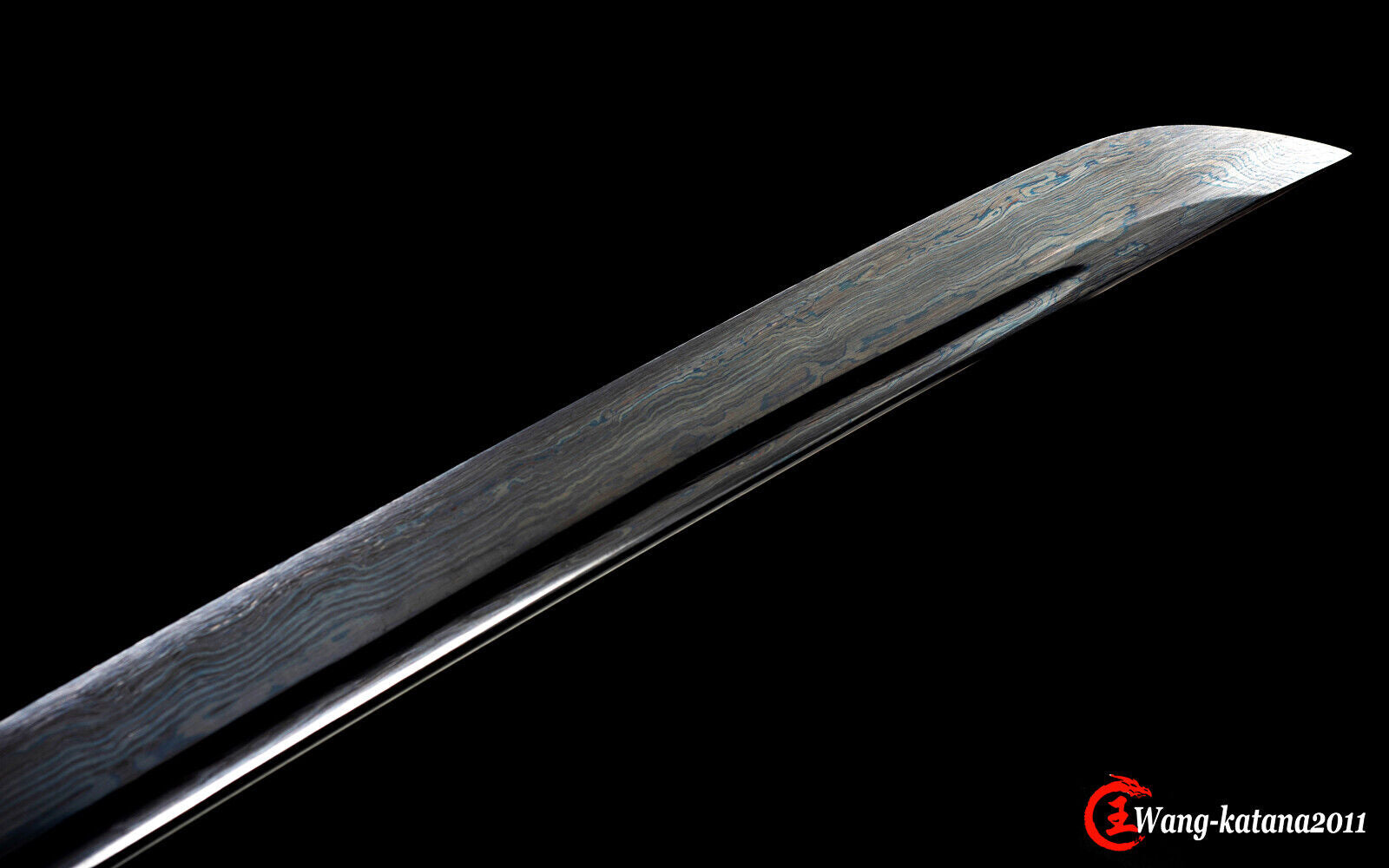 All Black Samurai Sword with Damascus Steel Real Katana