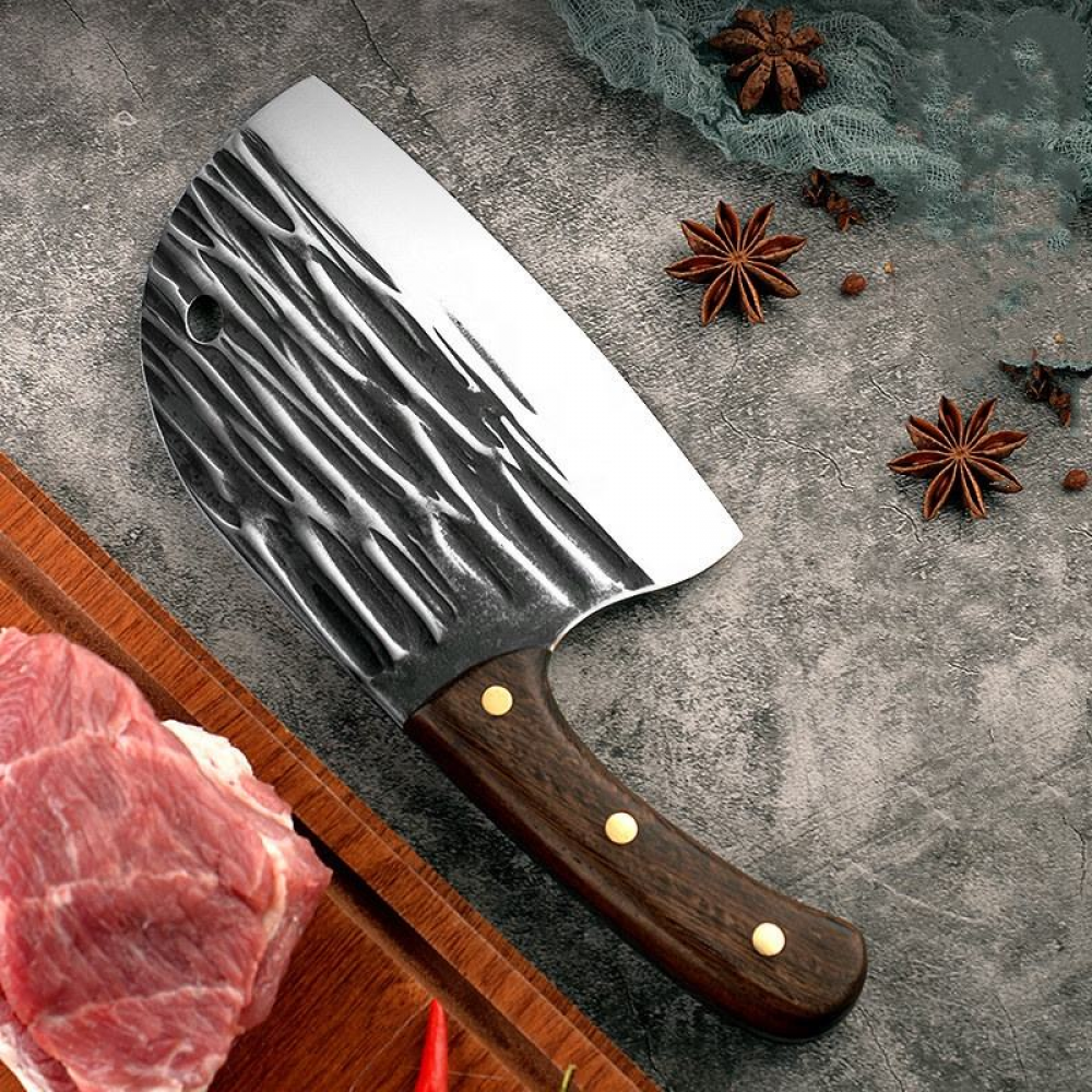 Hand-Forged Chef Cleaver Knife for Meat and Vegetables