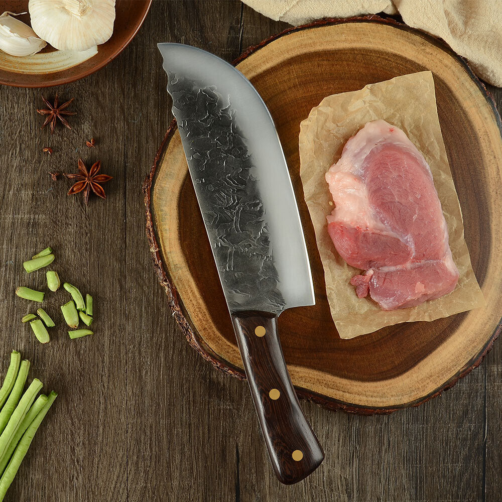 Serbian Chef Cleaver Knife with Carbon Steel Blade