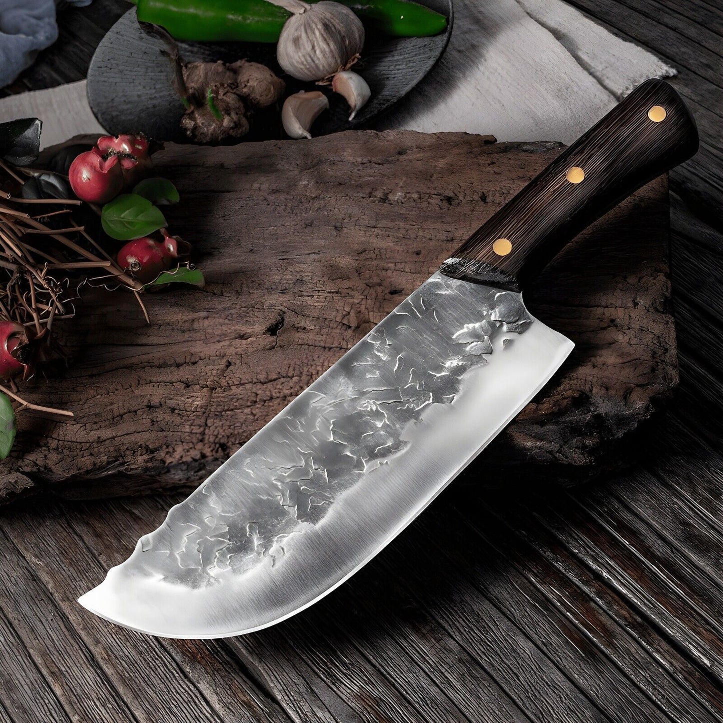 Serbian Chef Cleaver Knife with Carbon Steel Blade