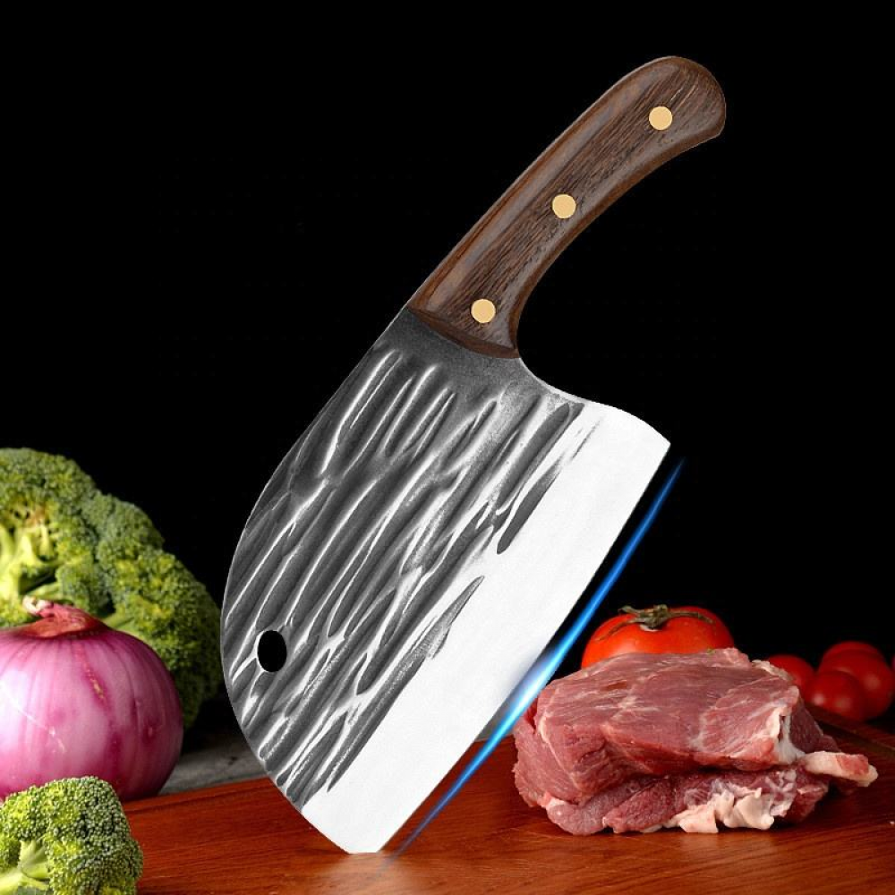 Hand-Forged Chef Cleaver Knife for Meat and Vegetables