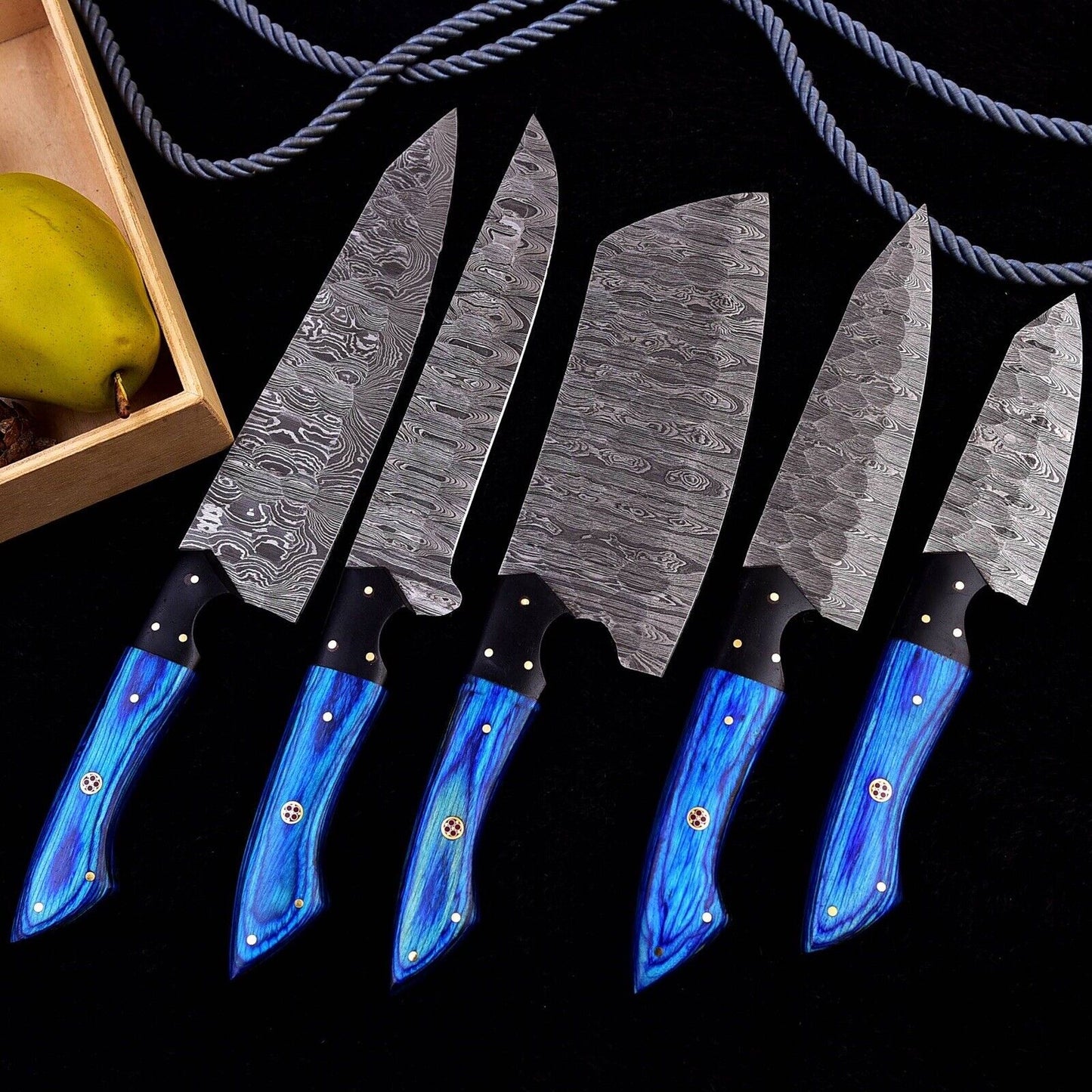 Full Tang Damascus Chef Knife Set