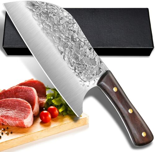 Serbian Chef Cleaver Knife with Full Tang for Butchering