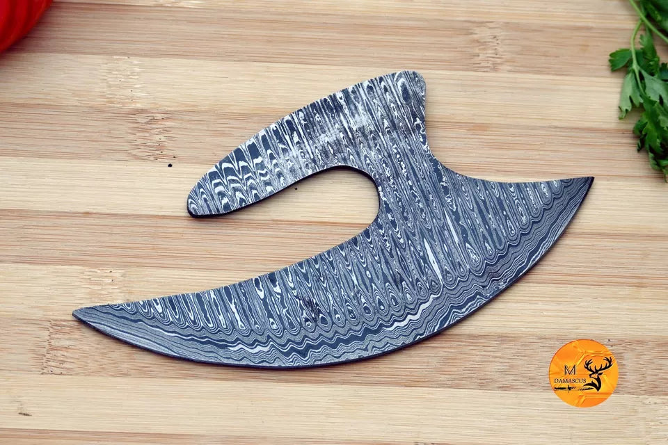 Custom Handmade Damascus Steel Ulu Blade for Chefs – Perfect Ulu Knife Blank