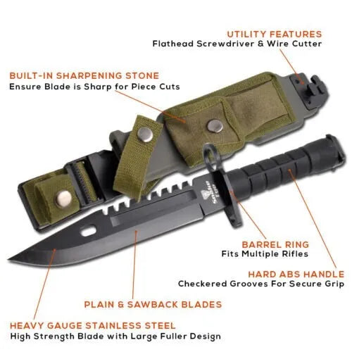 M9 Bayonet Knife Camo Military Tactical Survival Fixed Blade